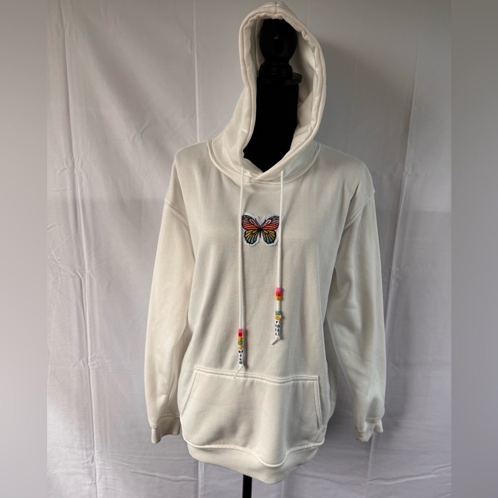 White Butterfly Embroidered Women's Hoodie